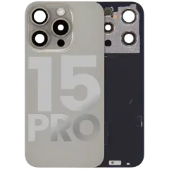 Back Glass w/ MagSafe Magnet & NFC & Flashlight Flex For iPhone 15 Pro (Used OEM Pull: Grade B) (Natural Titanium)