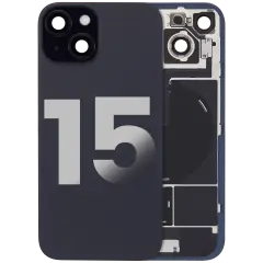 Back Glass w/ MagSafe Magnet & NFC & Flashlight Flex For iPhone 15 (Used OEM Pull: Grade B) (Black)