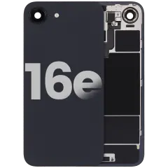 Back Glass w/ MagSafe Magnet & NFC & Flashlight Flex For iPhone 16e (Quality - OEM Pull B) (Black)