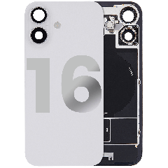 Back Glass w/ MagSafe Magnet & NFC & Flashlight Flex For iPhone 16 (Quality - OEM Pull C) (White)
