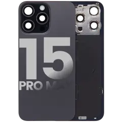 Back Glass w/ MagSafe Magnet & NFC & Flashlight Flex For iPhone 15 Pro Max (Used OEM Pull: Grade C) (Black Titanium)