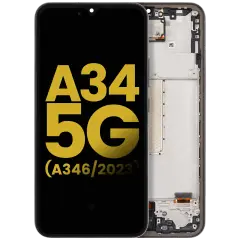 OLED Assembly With Frame For Samsung Galaxy A34 5G (A346 / 2023) (Refurbished) (Graphite)