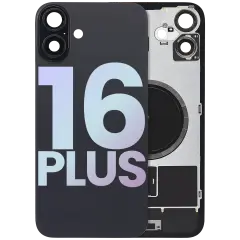 Back Glass w/ MagSafe Magnet & NFC & Flashlight Flex For iPhone 16 Plus (Service Pack) (Black)