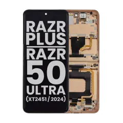Inner OLED Assembly With Frame For Motorola Razr Plus 2024 / Razr 50 Ultra (XT2451 / 2024) / Razr Plus 2025 (XT2557) (Used OEM Pull Garde : A) (Peach Fuzz)