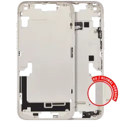 Mid-Frame Housing  W/ Charging Port Flex & Small Parts  For iPhone 14 Plus (EU / Global Version) (Used OEM Pull: Grade A) (Starlight)