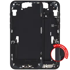 Mid-Frame Housing  W/ Charging Port Flex & Small Parts  For iPhone 15 Plus (EU / Global Version) (Used OEM Pull: Grade A) (Black)