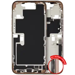 Mid-Frame Housing  W/ Charging Port Flex & Small Parts  For iPhone 16 Pro Max (EU / Global Version) (Used OEM Pull: Grade B) (Desert Titanium)