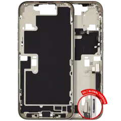 Mid-Frame Housing  W/ Charging Port Flex & Small Parts  For iPhone 16 Pro Max (EU / Global Version) (Used OEM Pull: Grade B) (Natural Titanium)