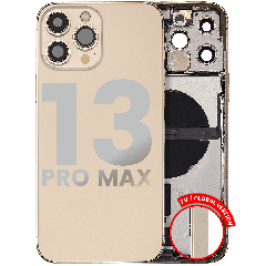Back Housing W/ Charging Port Flex & Small Parts  For iPhone 13 Pro Max (EU / Global Version) (Used OEM Pull: Grade A) (Gold)