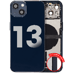 Back Housing W/ Charging Port Flex & Small Parts  For iPhone 13 (EU / Global Version) (Used OEM Pull: Grade C) (Midnight)
