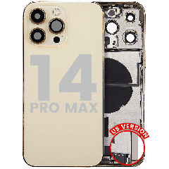 Back Housing W/ Charging Port Flex & Small Parts  For iPhone 14 Pro Max (US Version) (Used OEM Pull: Grade C) (Gold)