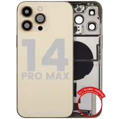 Back Housing W/ Charging Port Flex & Small Parts  For iPhone 14 Pro Max (EU / Global Version) (Used OEM Pull: Grade B) (Gold)