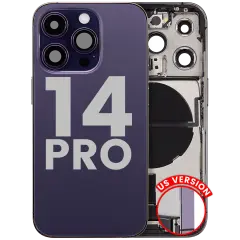 Back Housing W/ Charging Port Flex & Small Parts  For iPhone 14 Pro (US Version) (Used OEM Pull: Grade C) (Deep Purple)