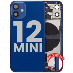 Back Housing W/ Charging Port Flex & Small Parts For iPhone 12 Mini (US Version) (Used OEM Pull: Grade B) (Blue)
