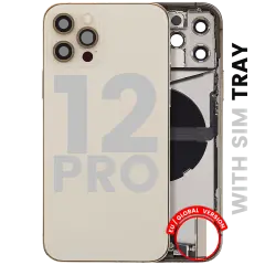 Back Housing W/ Charging Port Flex & Small Parts  For iPhone 12 Pro (EU / Global Version) (Used OEM Pull: Grade C) (Gold)