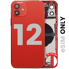 Back Housing W/ Charging Port Flex & Small Parts For iPhone 12 (US Version) (Used OEM Pull: Grade B) (Red)