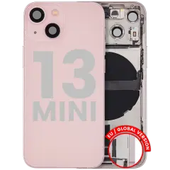 Back Housing W/ Charging Port Flex & Small Parts  For iPhone 13 Mini (EU / Global Version) (Used OEM Pull: Grade B) (Pink)