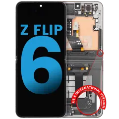 Inner OLED Assembly With Frame Compatible For Samsung Galaxy Z Flip 6 5G (F741) (US & International) (Aftermarket) (Silver Shadow)