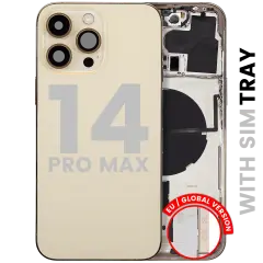 Back Housing W/ Small Parts For iPhone 14 Pro Max (EU / Global Version) (Used OEM Pull: Grade B) (Gold)