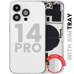 Back Housing W/ Small Parts For iPhone 14 Pro (EU / Global Version) (Used OEM Pull: Grade B) (Silver)