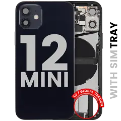 Back Housing W/ Charging Port Flex & Small Parts  For iPhone 12 Mini (EU / Global Version) (Used OEM Pull: Grade B) (Black)