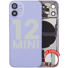 Back Housing W/ Charging Port Flex & Small Parts  For iPhone 12 Mini (US Version) (Used OEM Pull: Grade C) (Purple)
