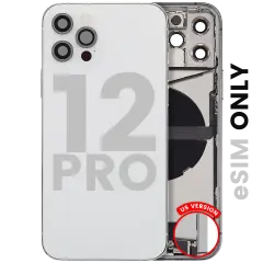 Back Housing W/ Charging Port Flex & Small Parts For iPhone 12 Pro (US Version) (Used OEM Pull: Grade A) (Silver)