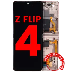 Inner OLED Assembly With Frame Compatible For Samsung Galaxy Z Flip 4 5G (F721) (US & International Version) (Aftermarket Plus) (Pink Gold)