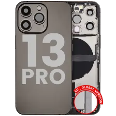 Back Housing W/ Charging Port Flex & Small Parts  For iPhone 13 Pro (EU / Global Version) (Used OEM Pull: Grade B) (Graphite)