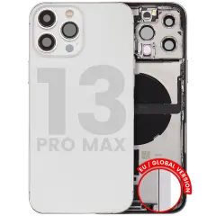 Back Housing W/ Charging Port Flex & Small Parts  For iPhone 13 Pro Max (EU / Global Version) (Used OEM Pull: Grade A) (Silver)