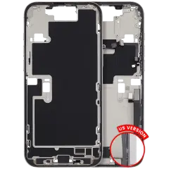 Mid-Frame Housing  W/ Charging Port Flex & Small Parts  For iPhone 16 Pro Max (US Version) (Used OEM Pull: Grade A) (White Titanium)