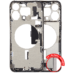 Mid-Frame Housing W/ Charging Port Flex & Small Parts For iPhone 15 Pro Max (EU / Global Version) (Used OEM Pull: Grade A) (Natural Titanium)