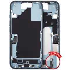 Mid-Frame Housing  W/ Charging Port Flex & Small Parts  For iPhone 16 (US Version) (Used OEM Pull: Grade B) (Teal)