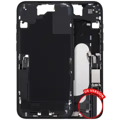 Mid-Frame Housing  W/ Charging Port Flex & Small Parts  For iPhone 16 Plus (US Version) (Used OEM Pull: Grade A) (Black)
