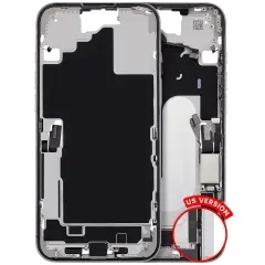 Mid-Frame Housing  W/ Charging Port Flex & Small Parts  For iPhone 16 Plus (US Version) (Used OEM Pull: Grade B) (White)