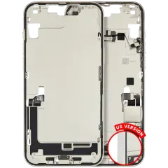 Mid-Frame Housing  W/ Charging Port Flex & Small Parts  For iPhone 14 Plus (US Version) (Used OEM Pull: Grade A) (Starlight)