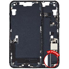 Mid-Frame Housing  W/ Charging Port Flex & Small Parts  For iPhone 14 Plus (US Version) (Used OEM Pull: Grade C) (Midnight)