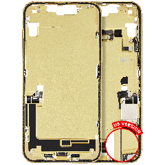 Mid-Frame Housing  W/ Charging Port Flex & Small Parts  For iPhone 14 Plus (US Version) (Used OEM Pull: Grade C) (Yellow)