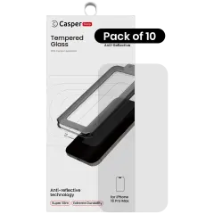 Casper Snap Tempered Glass Compatible For iPhone 16 Pro Max (AR Clear) (10 Pack) (AR Clear)