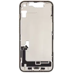 Mid-Frame Housing  W/ Charging Port Flex & Small Parts  For iPhone 14 (US Version) (Used OEM Pull: Grade B) (Starlight)