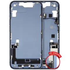 Mid-Frame Housing  W/ Charging Port Flex & Small Parts  For iPhone 14 (US Version) (Used OEM Pull: Grade C) (Blue)