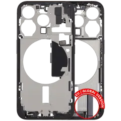Mid-Frame Housing  W/ Charging Port Flex & Small Parts  For iPhone 15 Pro (EU / Global Version) (Used OEM Pull: Grade C) (Black Titanium)