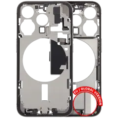 Mid-Frame Housing  W/ Charging Port Flex & Small Parts  For iPhone 15 Pro (EU / Global Version) (Used OEM Pull: Grade B) (Natural Titanium)