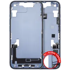 Mid-Frame Housing  W/ Charging Port Flex & Small Parts  For iPhone 14 (EU / Global Version) (Used OEM Pull: Grade A) (Blue)