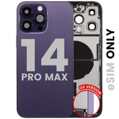 Back Housing W/ Charging Port Flex & Small Parts  For iPhone 14 Pro Max (US Version) (Used OEM Pull: Grade B) (Deep Purple)