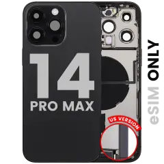 Back Housing W/ Charging Port Flex & Small Parts For iPhone 14 Pro Max (US Version) (Used OEM Pull: Grade B) (Space Black)