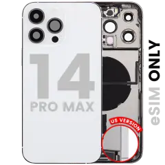 Back Housing W/ Charging Port Flex & Small Parts For iPhone 14 Pro Max (US Version) (Used OEM Pull: Grade A) (Silver)