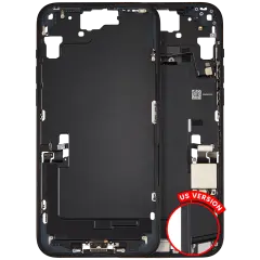 Mid-Frame Housing  W/ Charging Port Flex & Small Parts  For iPhone 15 Plus (US Version) (Used OEM Pull: Grade A) (Black)