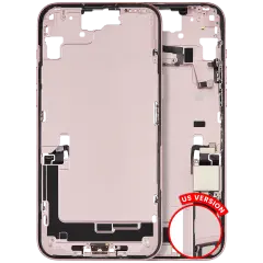 Mid-Frame Housing  W/ Charging Port Flex & Small Parts  For iPhone 15 Plus (US Version) (Used OEM Pull: Grade C) (Pink)