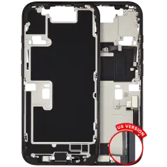 Mid-Frame Housing  W/ Charging Port Flex & Small Parts  For iPhone 16 Pro (US Version) (Used OEM Pull: Grade C) (Black Titanium)